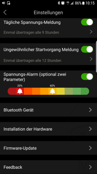 Bluetooth Batterie Überwachung per Smartphone